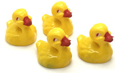 IRWIN DUCK RATTLE LOT OF 4 PLASTIC YELLOW EASTER DUCKLINGS VINTAGE