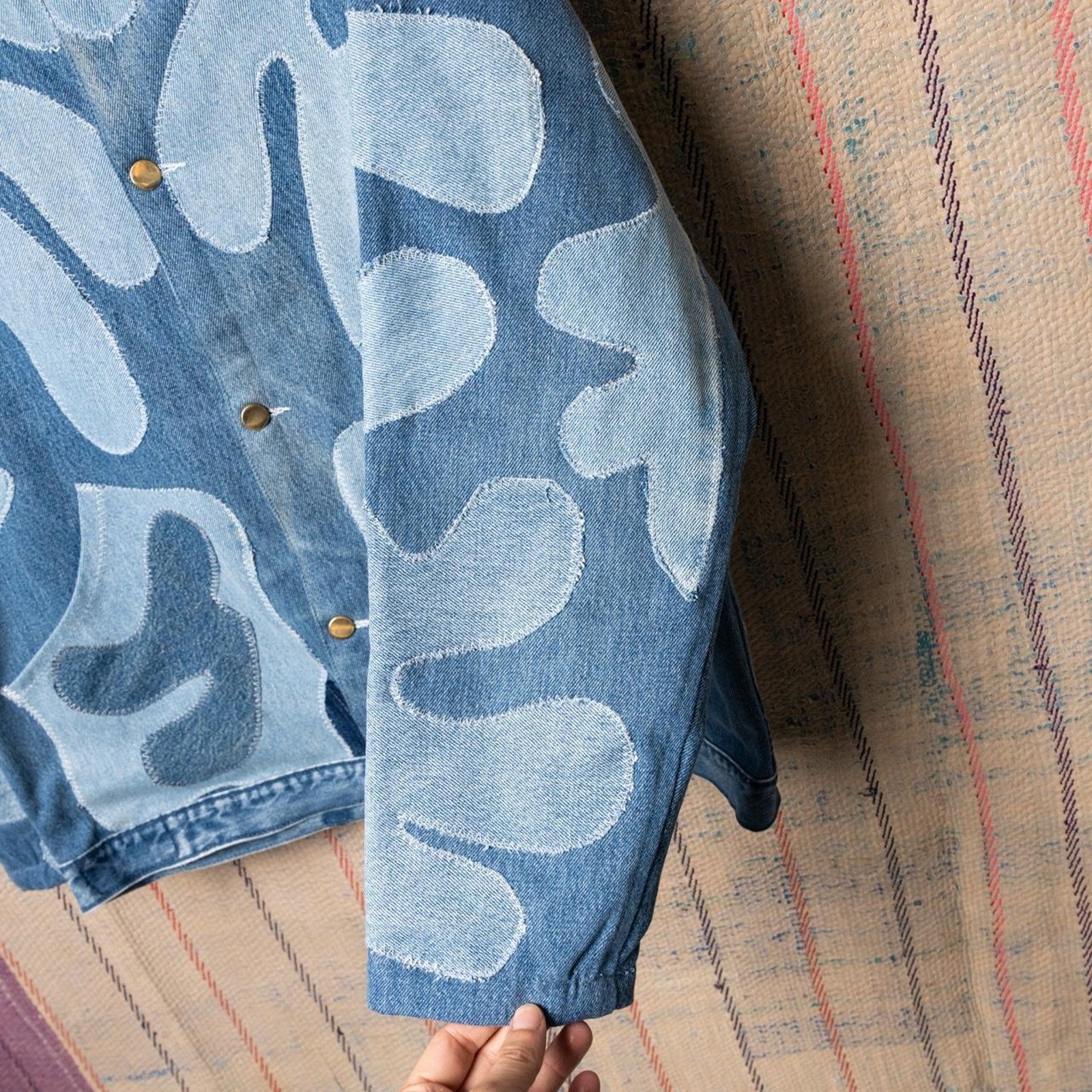 Custom Upcycled patchwork denim jacket - image 6