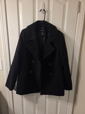 Style & Co Black Stretch Fully Lined Pea Coat Size Medium Women's #S52