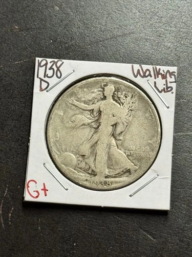 1938 D Walking Liberty Silver Half Dollar G+ Good Better Date Coin (18291)