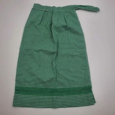 Vintage Green Check Gingham Reticulated Cross Stitch Half Apron Retro MCM