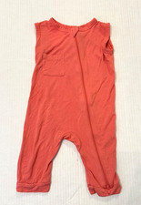 Kyte Baby 6-12 months bamboo rayon one piece zip romper sleeveless coral