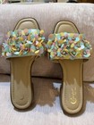 Slides Sandals W/ Rhinestone Jeweled Flowers  Sz 7  Brand New — photo 1