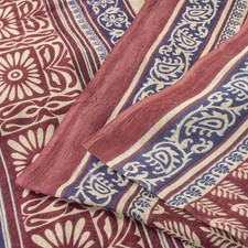 Sanskriti Vintage Saree Wine-Blue 100 Pure Cotton Block Print Sari Craft Fabric
