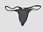 Men's Size L Sheer See Through T-Back Thong - Black - Waffled Fabric — photo 4