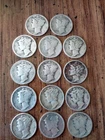 Mercury Dime Lot of 14 Mixed Dates - Some Detail Remains - 90% Silver - 👀