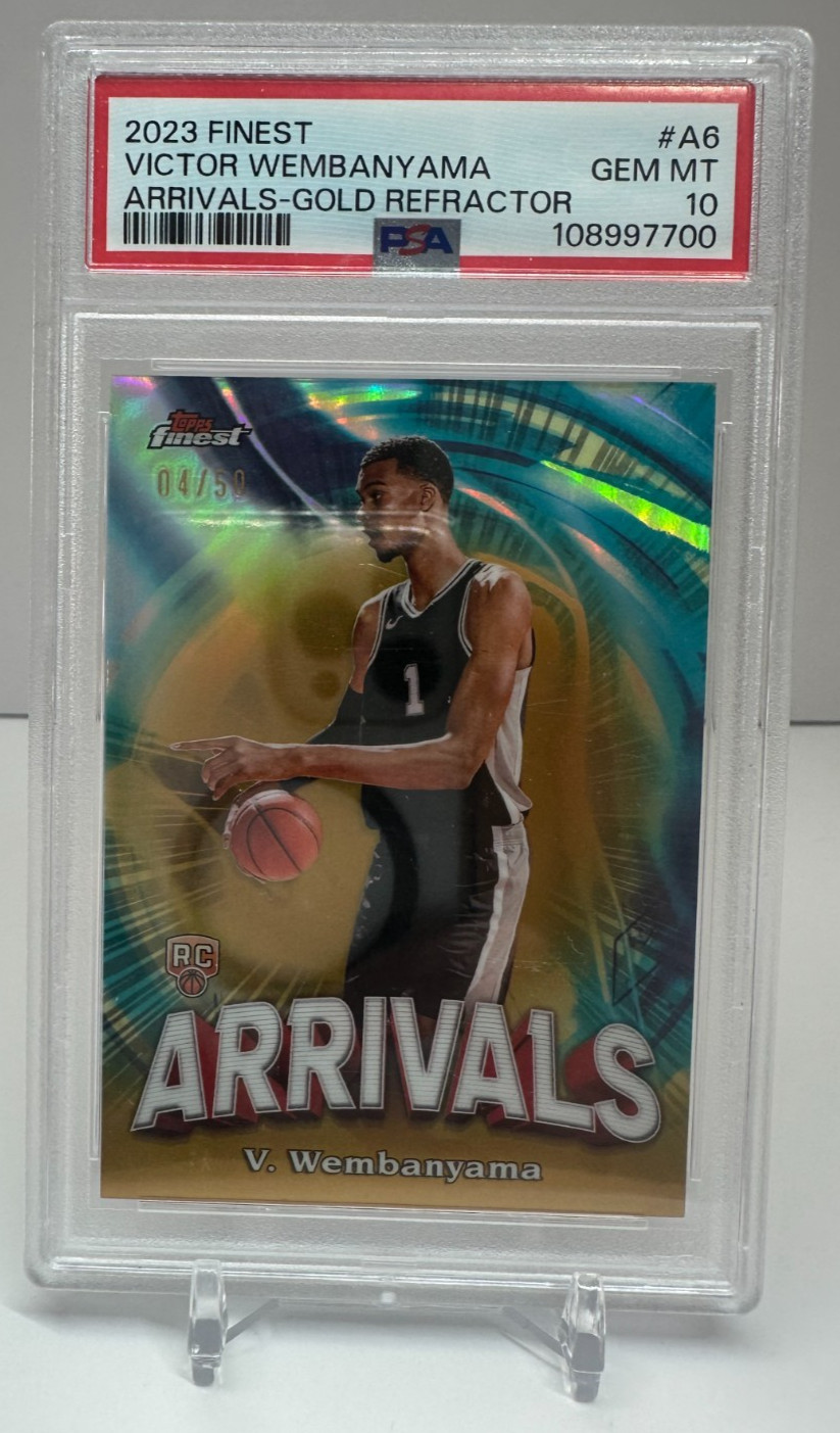 2023 Topps Finest Victor Wembanyama Rookie Arrivals Gold Refractor PSA 10 /50