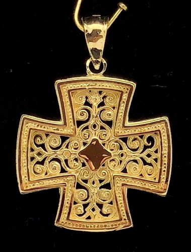 14k Yellow White or Rose Gold Filigree Cross Religious Charm Pendant - Picture 13 of 25