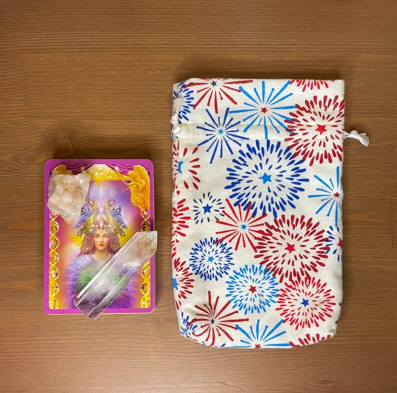 Handmade Fireworks Themed Tarot Bag for Oracle Rune Lenormand Cards  