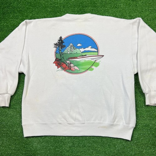 Vintage 80's Stonewood Lake Tahoe Sweatshirt White Size XL Distressed Hanes USA - Bild 2 von 20
