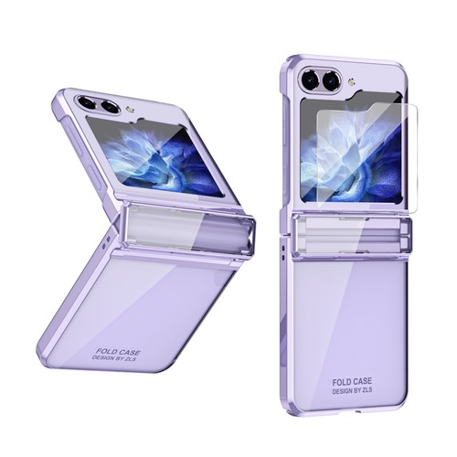 For Samsung Galaxy Z Flip 5 Plating Clear PC Hinge Case + Small Screen Protector - Photo 10 sur 11