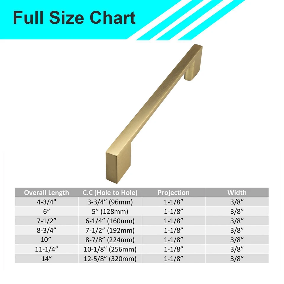 Brushed Champagne Gold Modern Slim Cabinet Handles Bar Pulls Kitchen Bathroom - Image 2 of 4