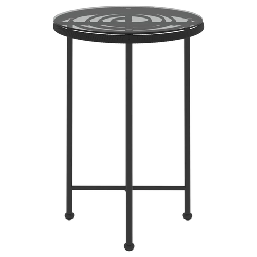 NNEVL Dining Table Black Ø55 cm Tempered Glass and Steel - Picture 3 of 6