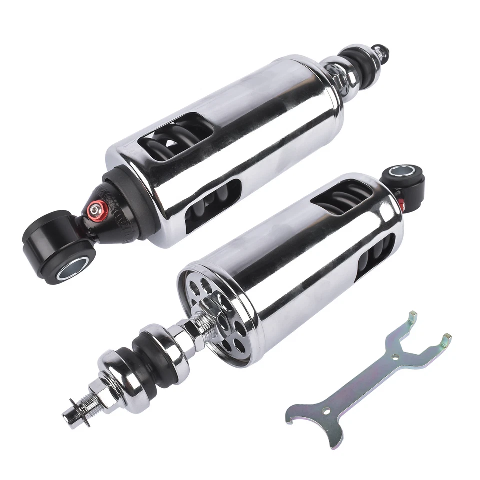 2x Rear Suspension Shocks Adjustable Chrome for Harley Softail Fatboy 2000-2017 - Image 4 of 4