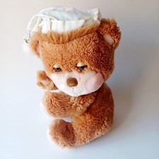 Vintage 80s Fisher Price Teddy Beddy Bear 1985 Stuffed Animal Striped Hat