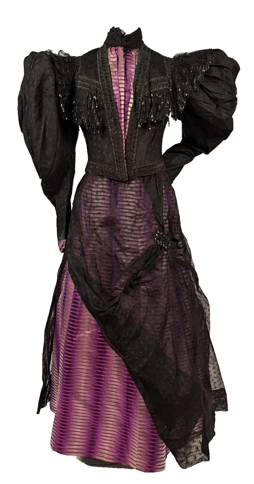 Victoriano Negro 100% Seda Vestidos Vintage para Mujeres