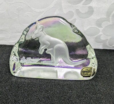 VTG Glan Bohemia ''KANGAROO'' Iridecent Crystal Glass Paperweight: Czechoslovakia