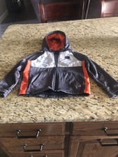 Boy's Russell Athletics Fleece Full Zip Hoodie, Gray/orange - Size XS 4-5 