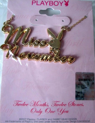Playboy Necklace MISS NOVEMBER Bunny Pendant Gold Plated Playmate of the Month - Picture 12 of 12