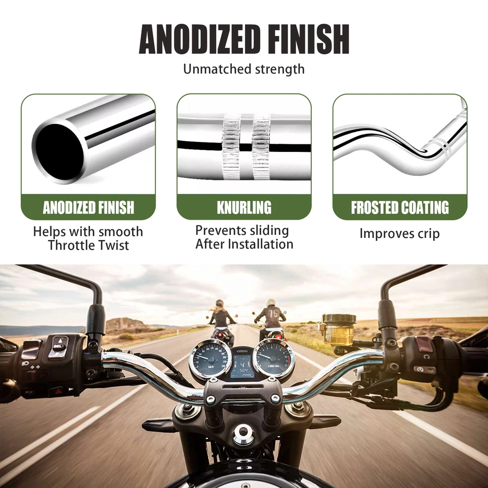 7/8" 22mm Handle Bar Tracker Drag Handlebar Chrome For Honda CB 125 200 250 500 - Image 4 of 4