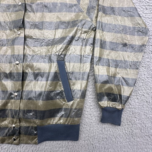 Salvatore Ferragamo Firenze Made In Italy Green Striped Plastic Lined Jacket - Picture 10 of 24