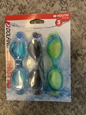 3 pack Youth Dolfino Goggles for 7+ w/ UV Protection, latex free *Choose colors*