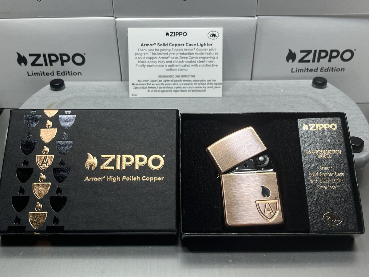 Zippo Lighter Limited Edition Solid Copper Case Armor Lighter