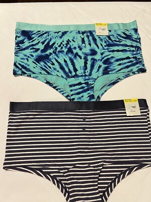 Jenni Women's Printed Boyshorts Underwear, 2 Pair, Burst, Stripe, Medium