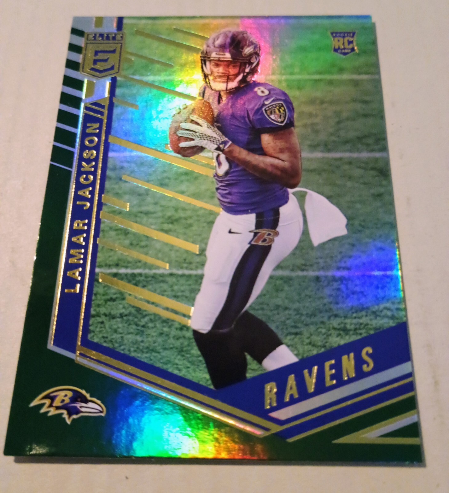Lamar Jackson 2018 Panini Elite Green Silver Rookie Card RC Refractor #167