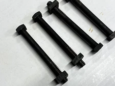 4 VINTAGE 1/4" x 2-1/2" Reclaimed Black Square Head Bolts & Nuts Restoration.