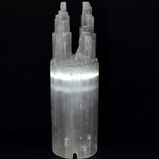 12.5" 5.5lb Selenite Lamp Multi Tower Decor Mineral  Cord  LED Bulb - Morocco