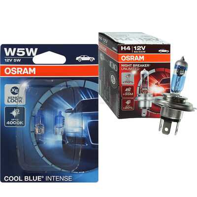 OSRAM NIGHT BREAKER UNLIMITED H4 +110% W5W COOL BLUE INTENSE SET Glühbirne Lampe