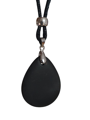 Collier Oeil D'Horus En Obsidienne Noire - Pendentif Gravé 33 Cm Cordon Ajustable - Neuf Avec étiquettes