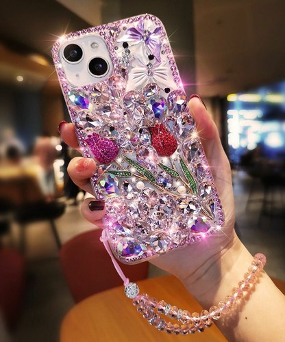 For Samsung Galaxy S25 S21 S22 S23 S24 Bling Glitter Colorful Diamond Rose Case - Picture 3 of 26