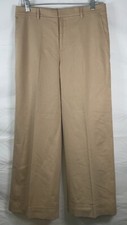 NWT Women  s Lauren Ralph Lauren Cuffed Wide Leg Linen Blend Khaki Pants Size 8