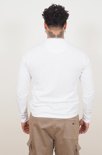 Mens Long Sleeve Cotton T-Shirt Regular Fit Crew Neck or Henley Top Lounge Work - Picture 51 of 72