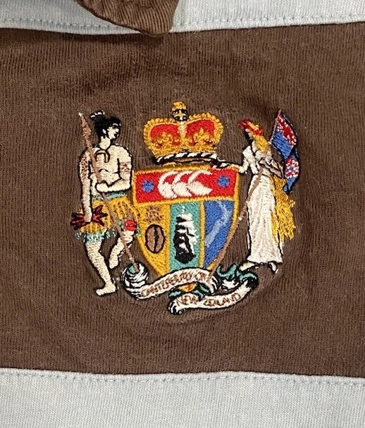 Polo de Rugby Canterbury of New Zealand Niños M Azul Marrón Rayas Jugado en el Cielo Foto 4 de 4