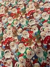 Santa Claus Collage Christmas Fabric Cotton Pickins Sleighbells One Yard