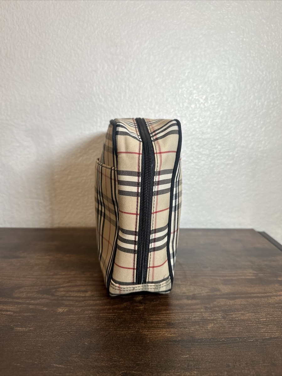 Burberry Vintage Check Cosmetic Pouch Pochette Travel Clutch Bag