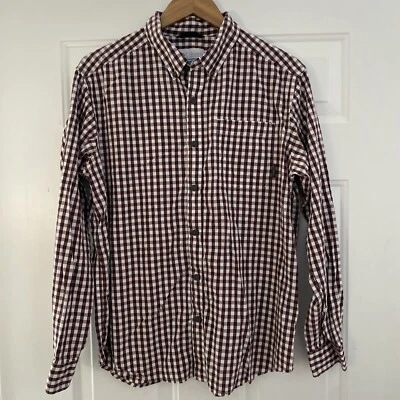 Columbia Men's Career Plaid Maroon Check Dress Shirt - Size L - EUC - Image 1 of 4