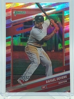 2021 Donruss Baseball Rafael Devers Candy Cane Red #'d /2021 Boston Red Sox #141