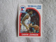 NBA Hoops 1989 "EARVIN JOHNSON" #166 All-Stars 89 & Lakers Trading Card n37