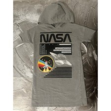 Buzz Aldrin NASA Graphic Hoodie Short Sleeve Space Explore Gray Kids Youth -Sz S