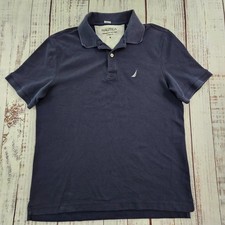 Nautica Performance Deck Shirt Blue Classic Fit Short Sleeve Polo Shirt Men's M