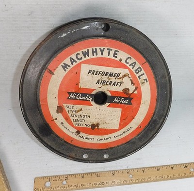 Vintage 1950s Macwhyte Cable Aircraft Cable Spool 1/32 inch Steel
