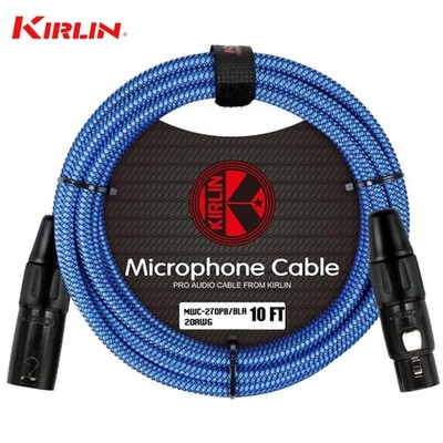 2 Cavi Microfonici Kirlin 10 Ft (3m) XLR M-F Rivestito In Tessuto Blu - Confezione Doppia - Foto 1