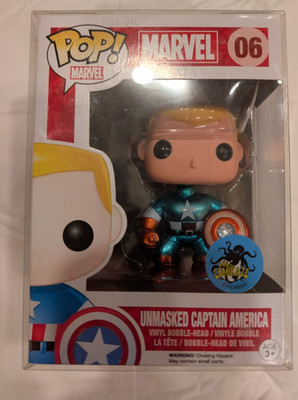 NEW Funko Pop Marvel Unmasked Captain America Bobble-Head 06 Comikaze