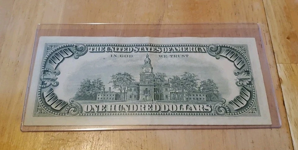 Lightly Circulated Small Face $100 Bill (One Hundred Dollar Bill) - Series 1969 - Image 4 of 4