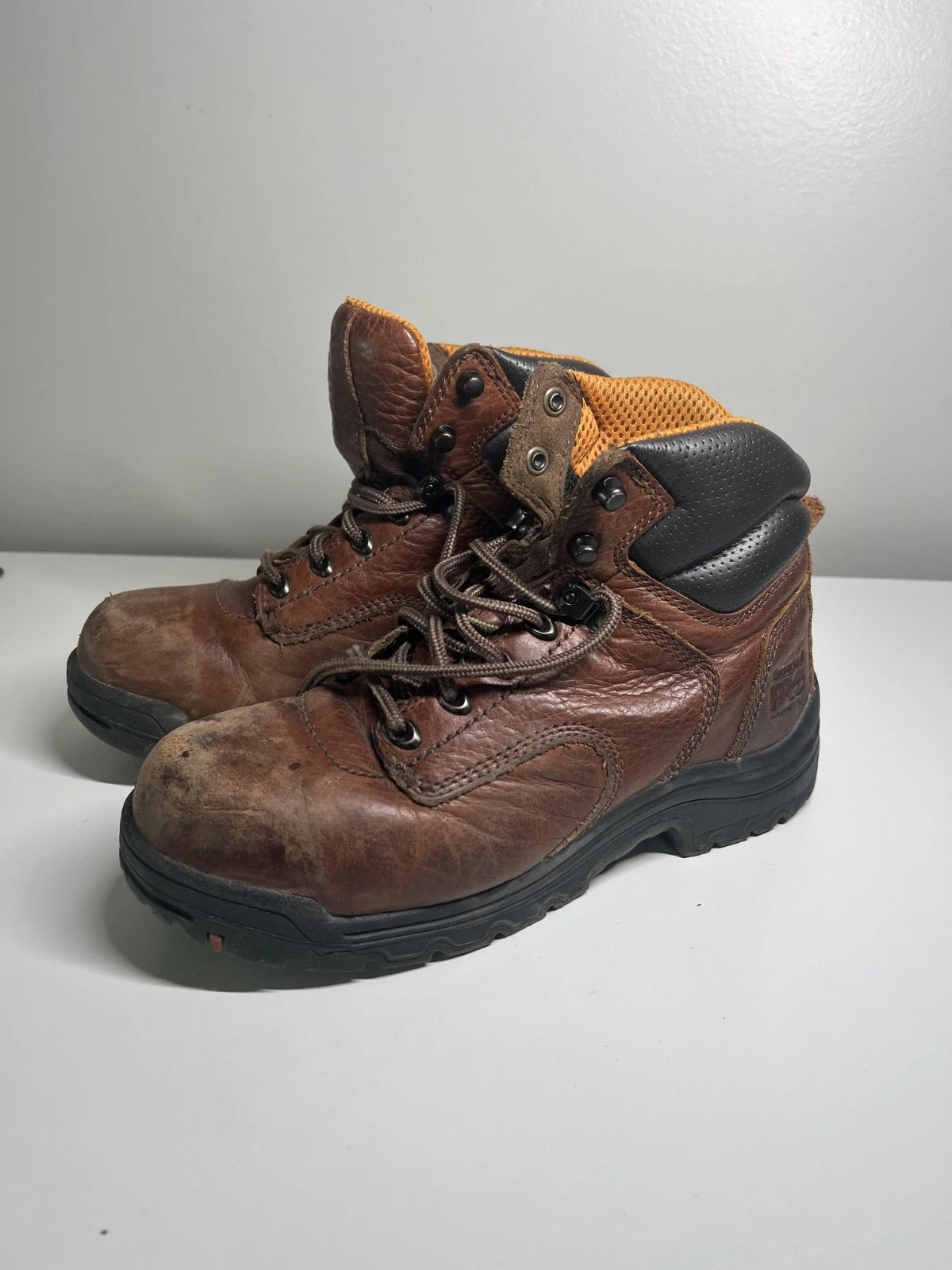 Stivali da lavoro Timberland Pro Titan punta di sicurezza in pelle marrone donna misura 7 5 larghi