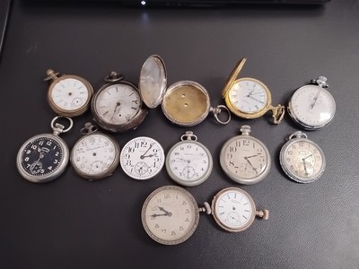 Collection of pocket watches, ingersol, Elgin, Hartford